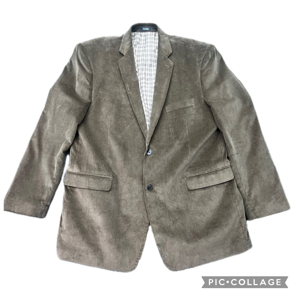 Saddlebred Brown Corduroy Blazer Mens 50L Long Two Button Sport‎ Coat Jacket